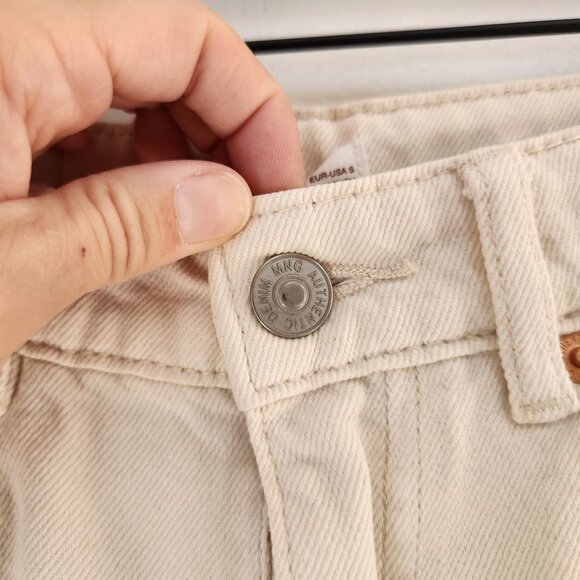 MNG Mango Low-Rise Loose-Fit Wide Leg Jeans Cream Denim Women's S - Picture 6 of 12